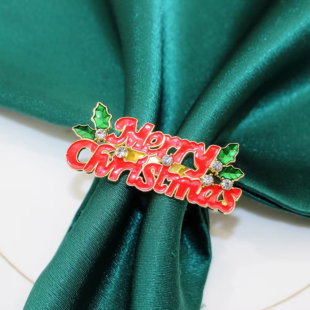 (6er Set) Ø4cm Metall Serviettenring Weihnachts Tischdeko Christmas Tuchhalterung - Merry Christmas
