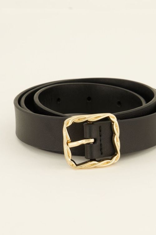 Zwarte basic riem met goudkleurige gesp