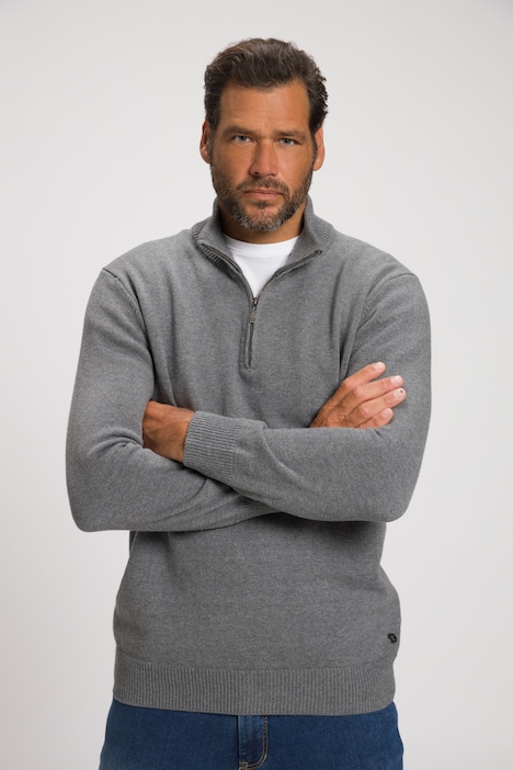 JP 1880 Stricktroyer, Stehkragen, Zipper, Langarm, bis 7 XL