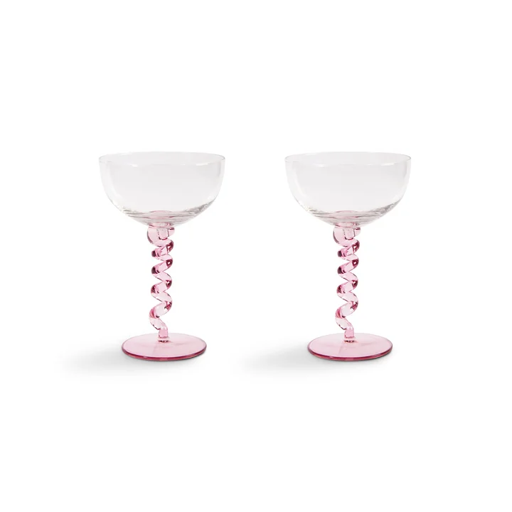 &klevering - Coupe Spiral Champagnerglas, 0,2 L, pink (2er-Set)