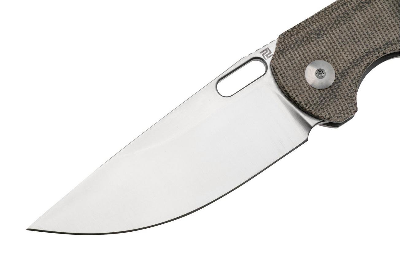 Artisan Cutlery Satyr 1852G-ODG, Sand Polished S90V, OD Green Micarta/Titanium zakmes