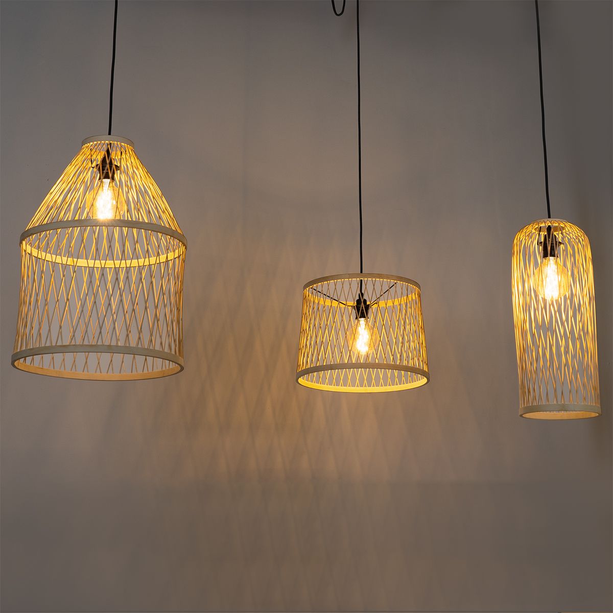 Landelijke buiten hanglamp rotan 3-lichts - Calamus