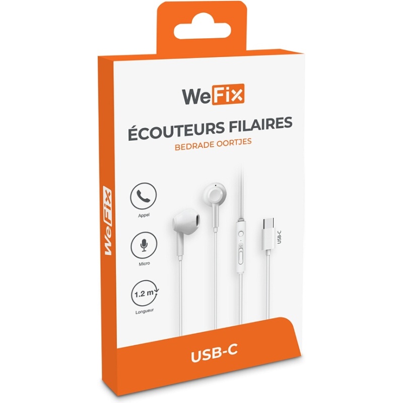 Oreillette et Kit mains-libres Wefix Kit piéton USB-C blanc