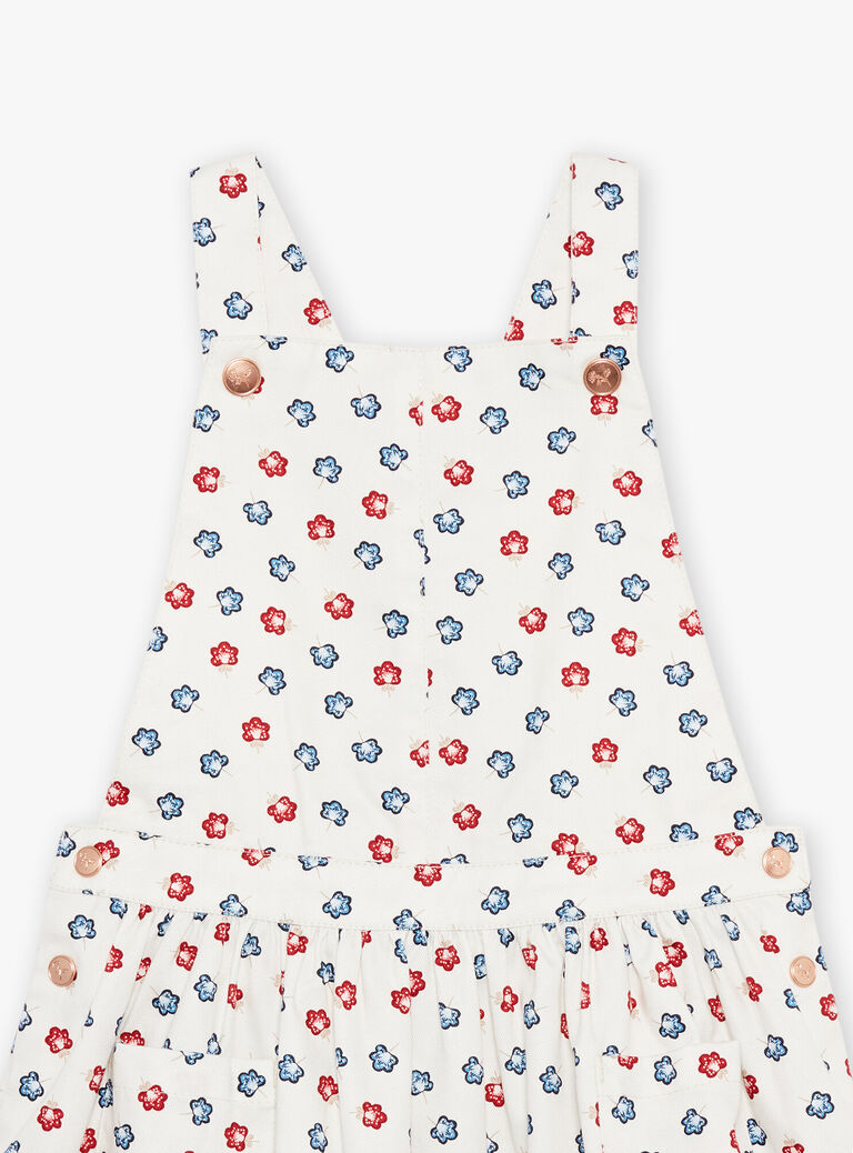 Robe salopette écrue fleuri