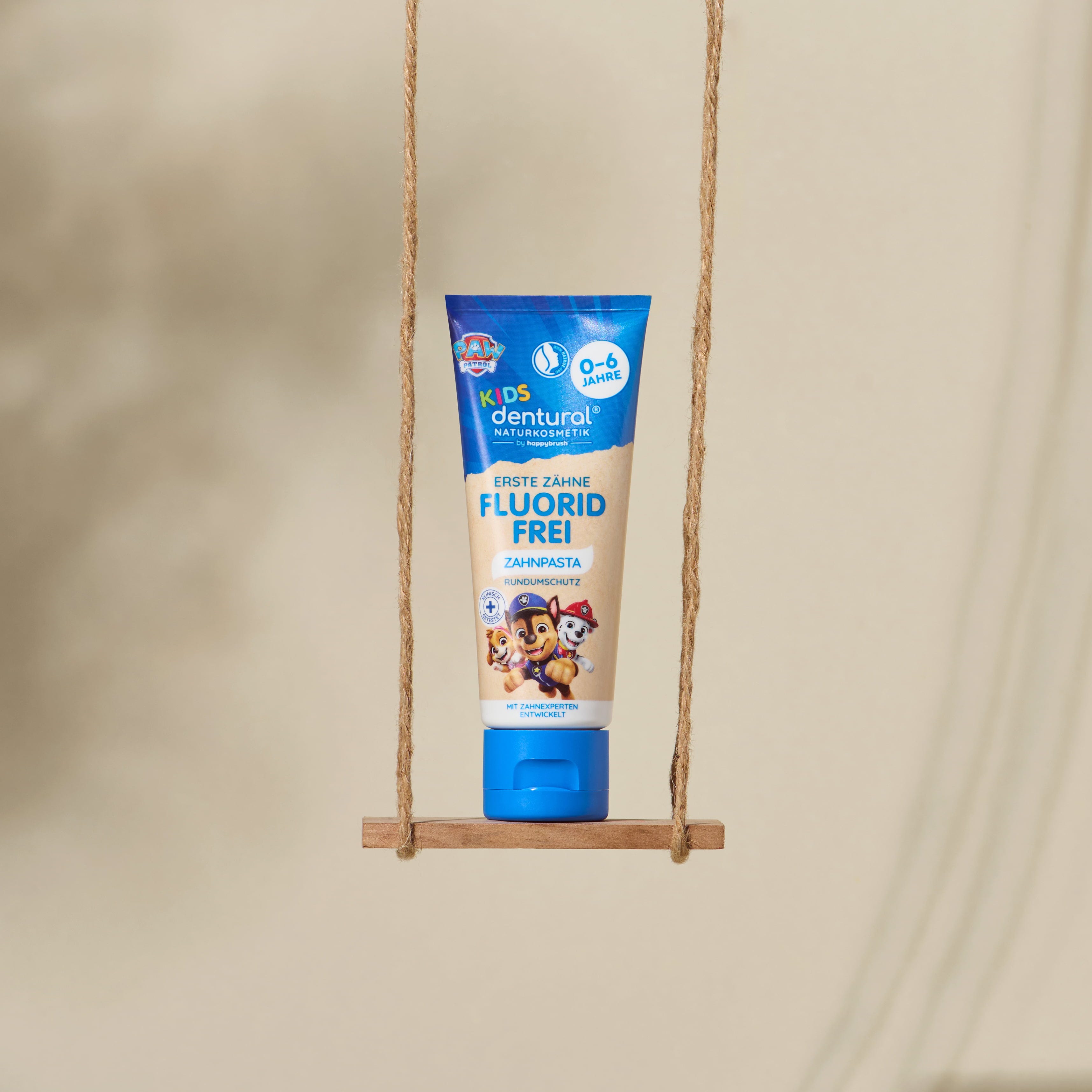 happybrush  dentural® KIDS Erste Zähne Fluoridfrei Zahnpasta, 75 ml