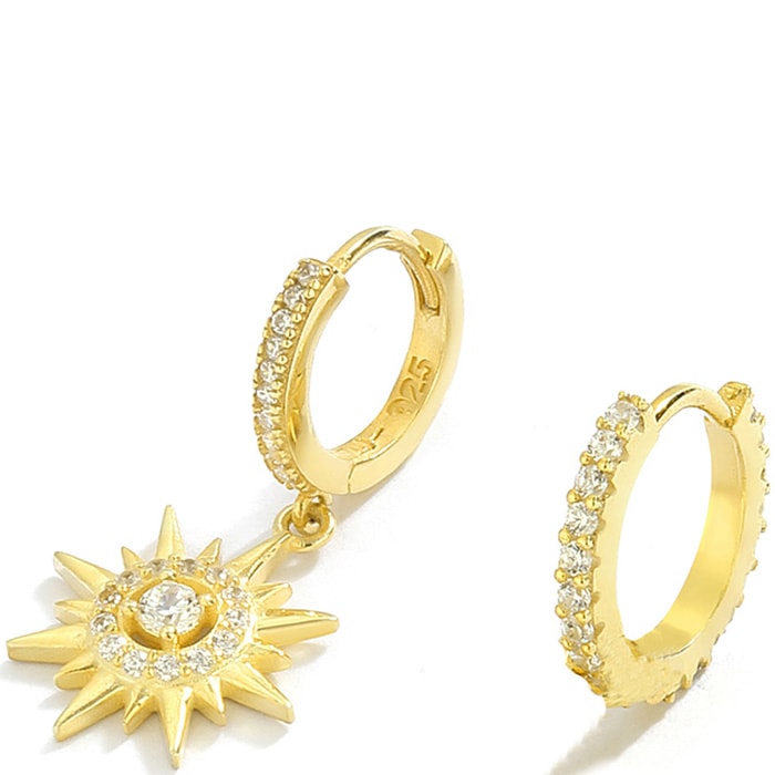 Boucles d'oreilles - Argent 925/000 plaqué or & zircons