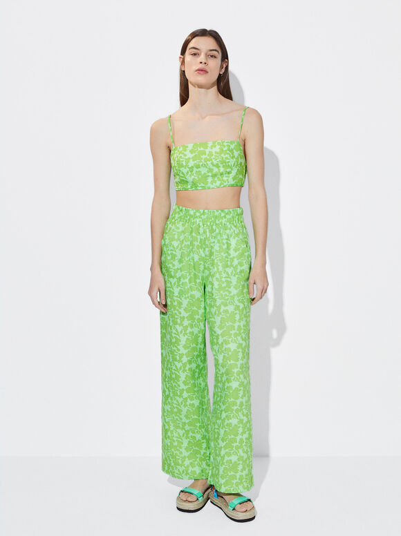 Blusa de linho estampada - Verde