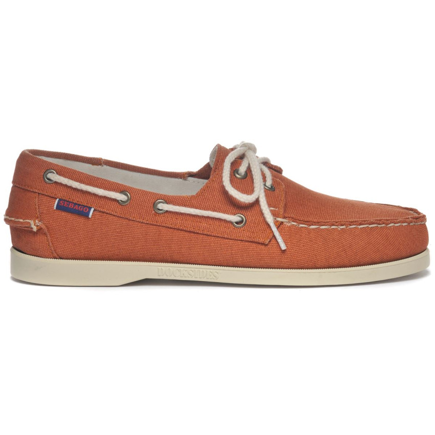 DOCKSIDES PORTLAND WASHED CANVAS BRANDY-Chaussures bateau pour homme en toile