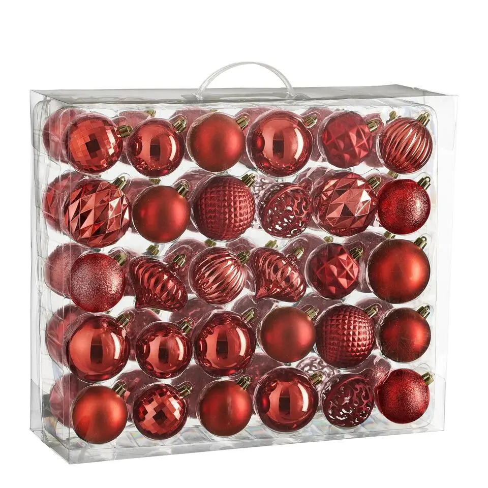 Mica Decorations Kerstballen Set - 60 Stuks - Rood