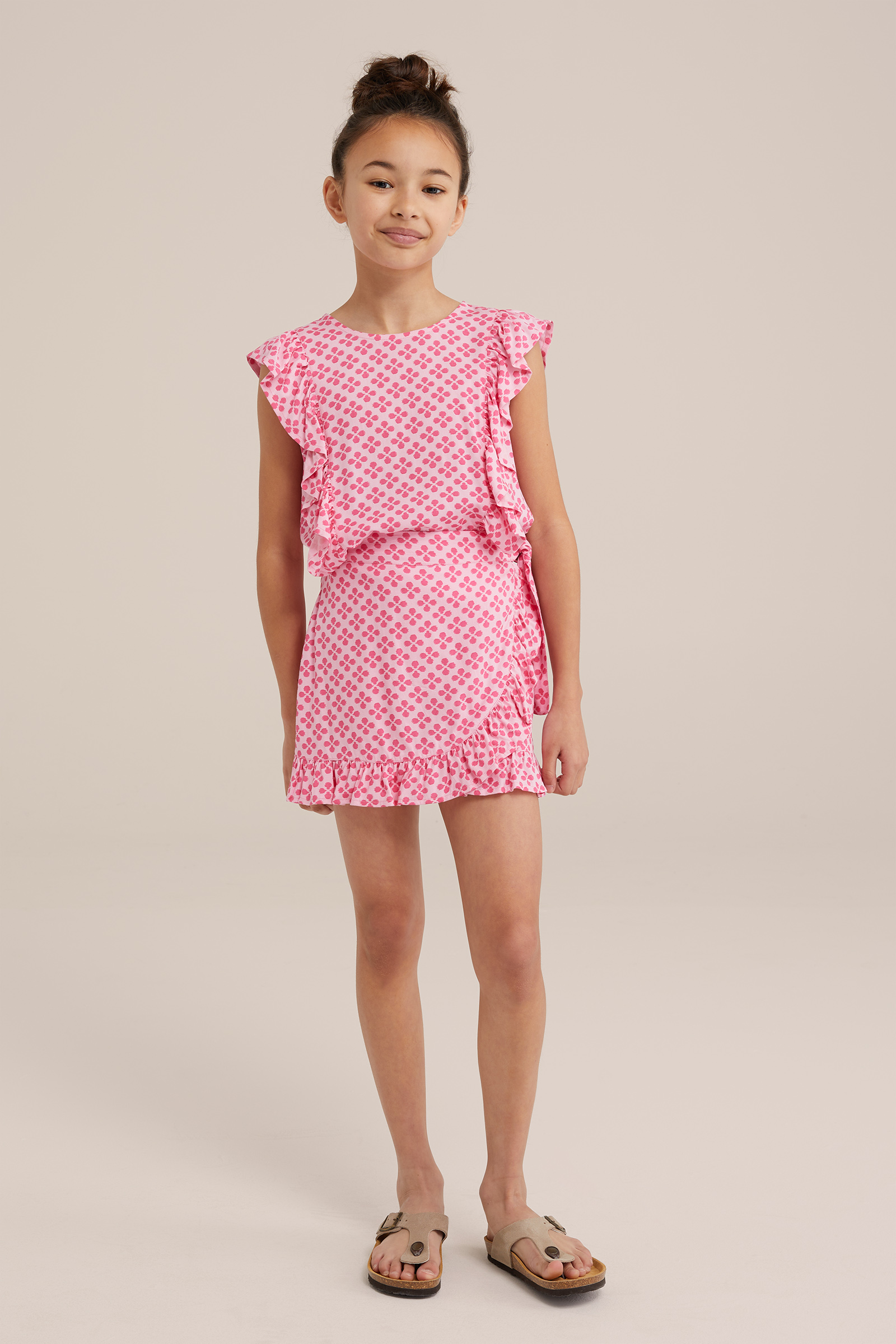 Meisjes broekrokje met dessin WE Fashion Roze