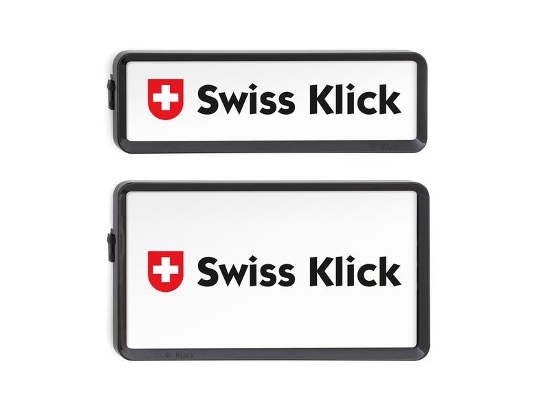 Swiss Klick Kennzeichenhalterset Hochformat Schwarz Nummernschild-Set 8 x 30 cm und 16 x 30 cm