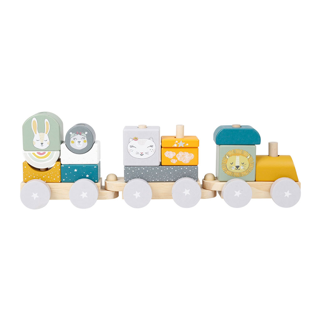 Jeu d'éveil train en bois enfant 33.5x10x7cm