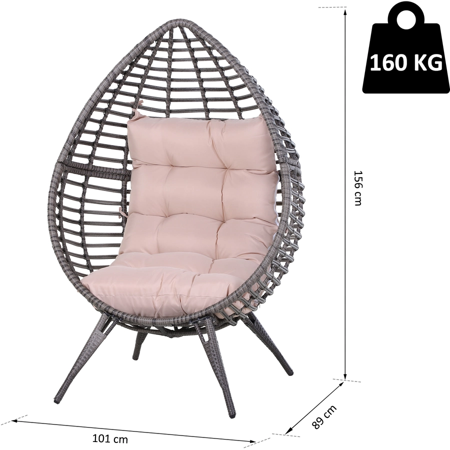 Outsunny Gartensessel in Tropfen Design grau, beige