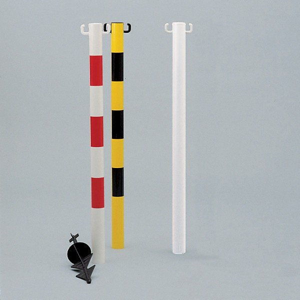 Poteau de signalisation PVC rouge et blanc sur pointe à enfoncer