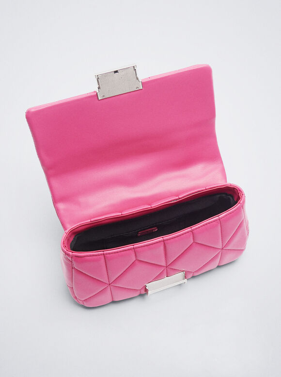 Bolsa acolchoada com corrente - Rosa