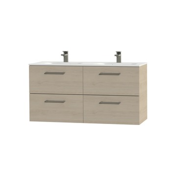 Tiger badkamermeubel Studio 120cm naturel eik/matwit met ronde RVS greep