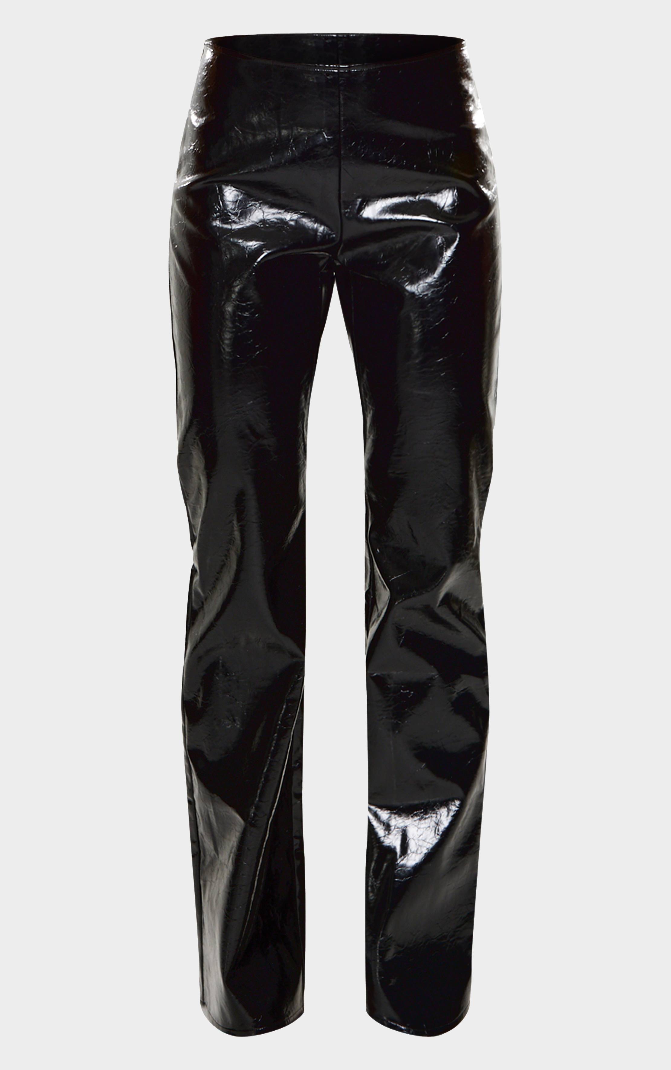 Noir Pantalon En Synthétique Brillant