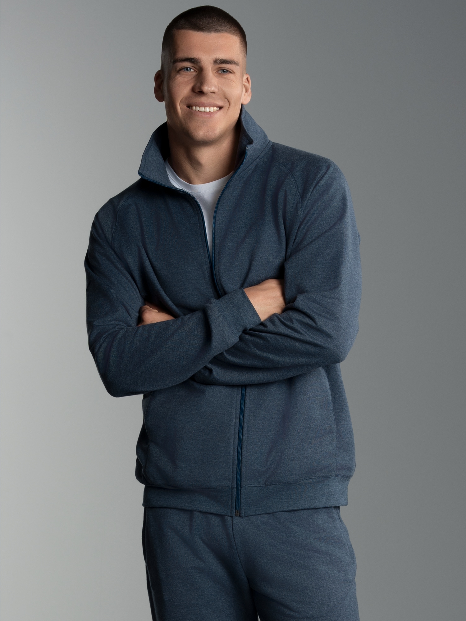 Raglanjacke aus Sweat-Qualität Nightblue-melange