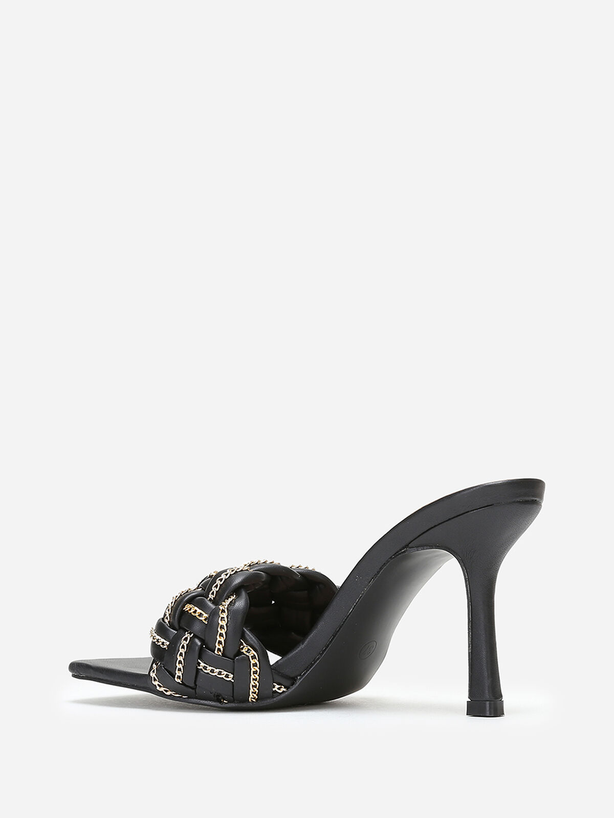 Mules à bride tressée avec fins maillons- Noir