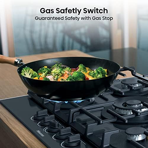 Hisense GM663XB Plaque de cuisson à gaz, 4 zones de cuisson, largeur 60 cm, brûleur wok double couronne et grilles en fonte, allumage intégré, anti empreintes digitales en acier inoxydable : Gros électroménager