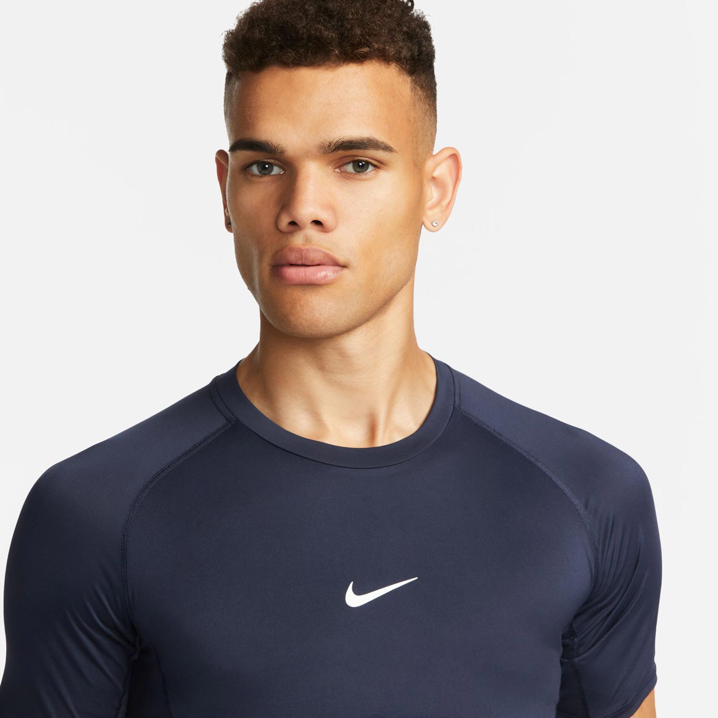 Nike Dri-Fit Pro Tight Fitness T-shirt Hommes - Bleu Foncé , Blanc