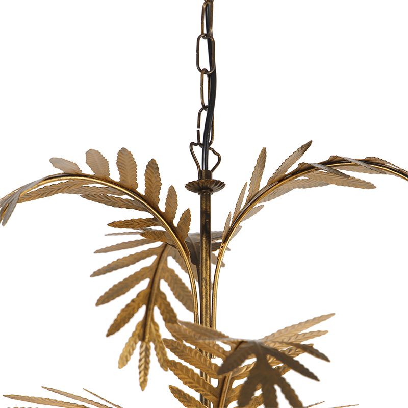 Kroonluchter goud met katoenen klemkap zwart 5-lichts - Botanica