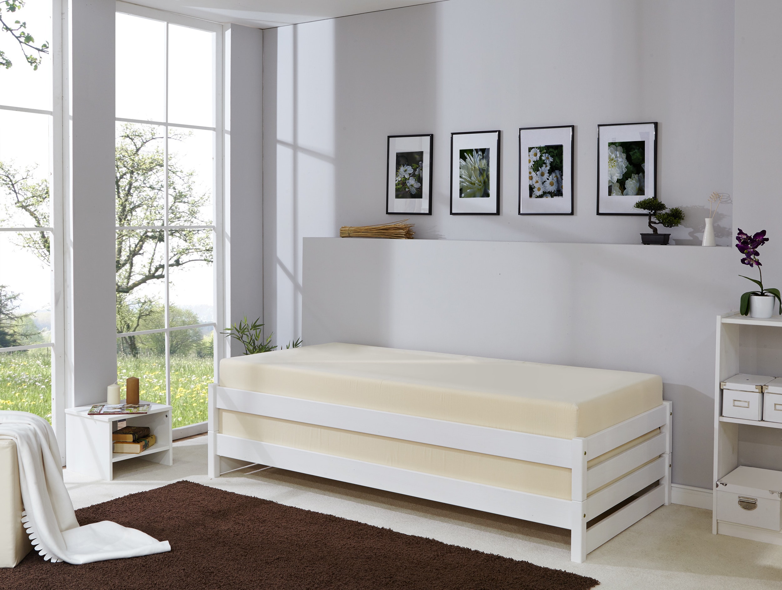 TiCAA TiCAA Massivholz Stapelliege, Stapelbett, Einzelbett, Gästebett Kiefer 90x200