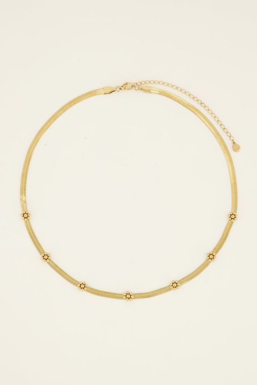 Ketting met platte schakel & bloemen