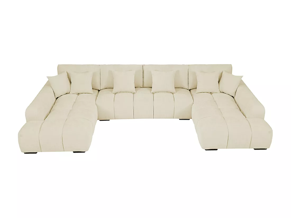 Grand canapé d'angle en tissu beige BERENIA