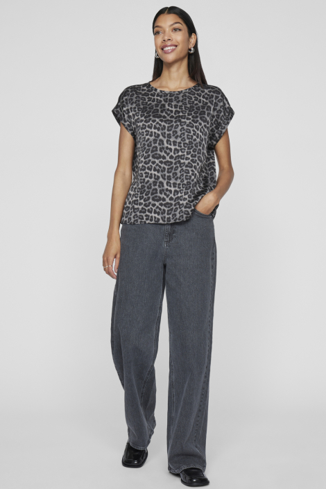 Vila grijze dames t-shirt