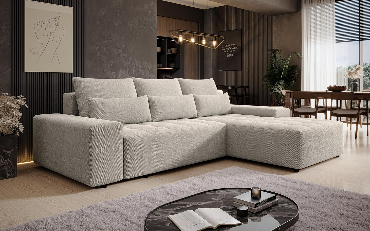 Ecksofa mit Schlaffunktion Alvorada 280 cm Creme