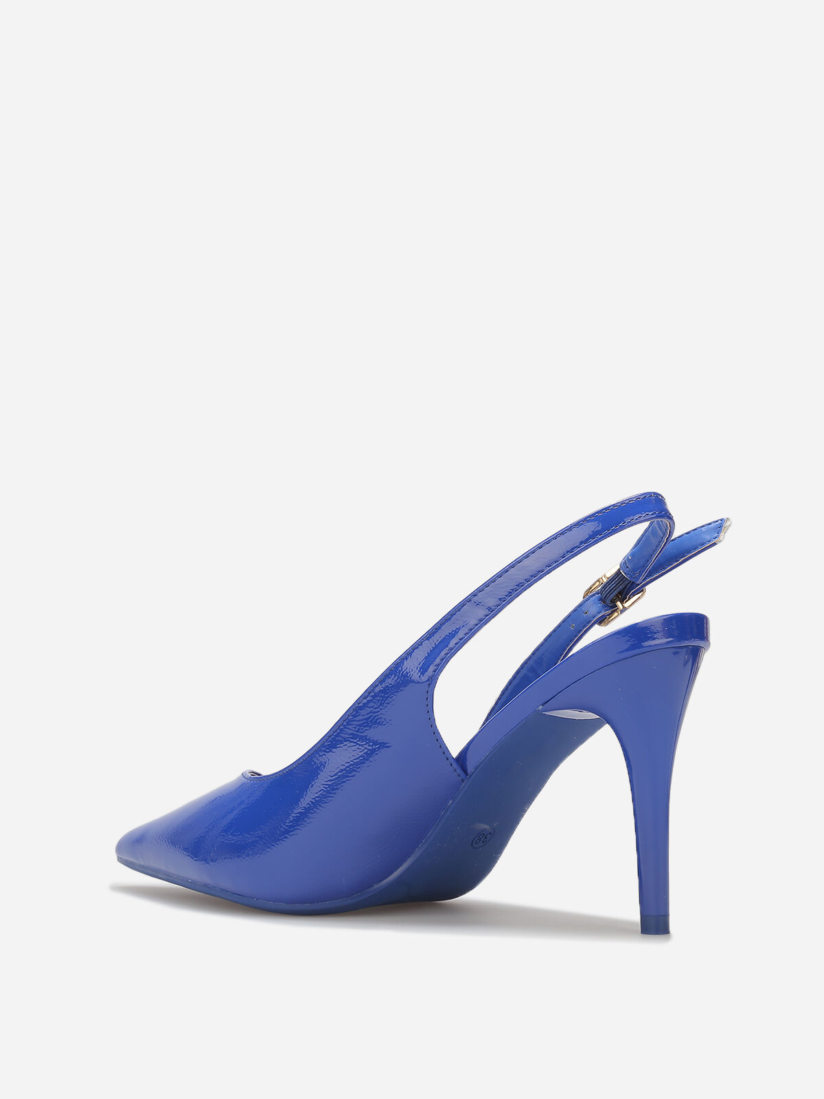 Escarpins slingback texturées vernies- Bleu