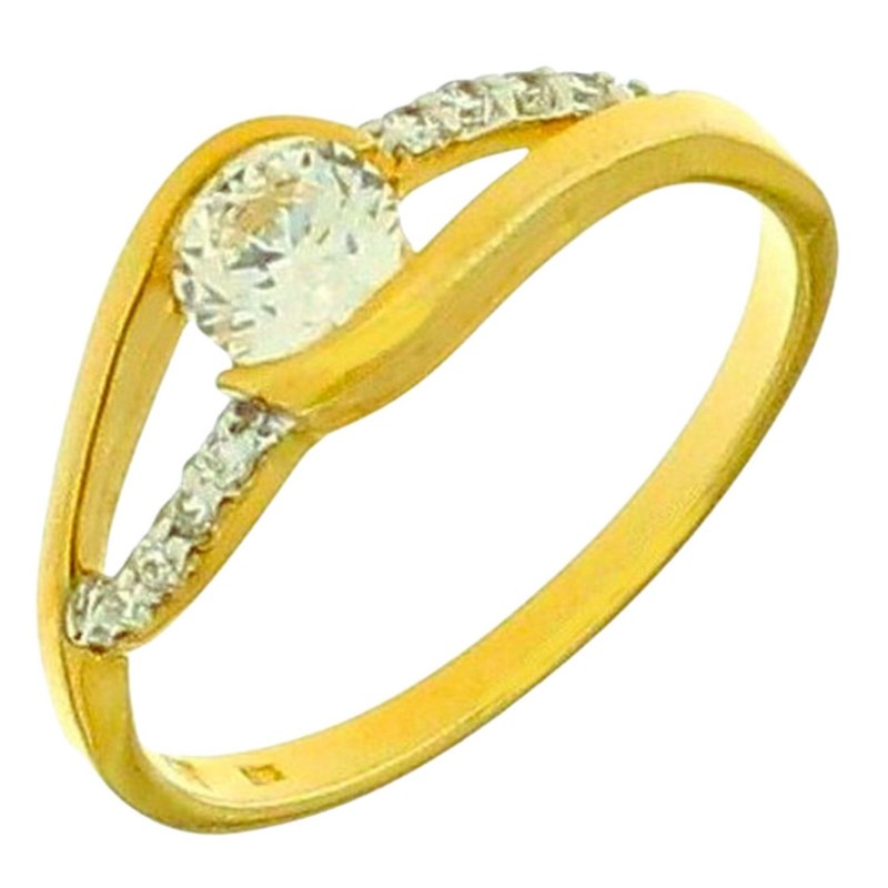 Bague alliance femme taille 54 cz rond cristal en plaqué or EN43