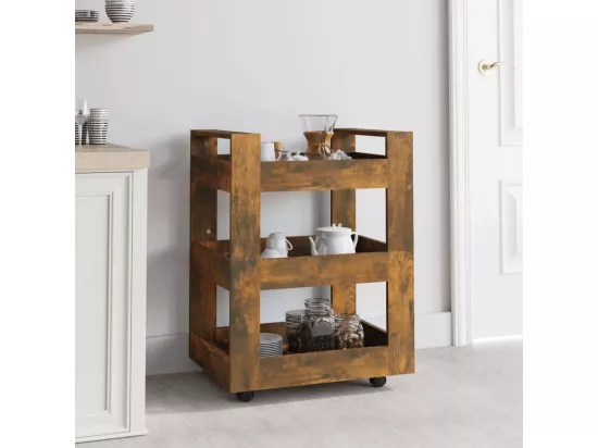 Chariot de cuisine Chêne fumé 60x45x80 cm Bois d'ingénierie