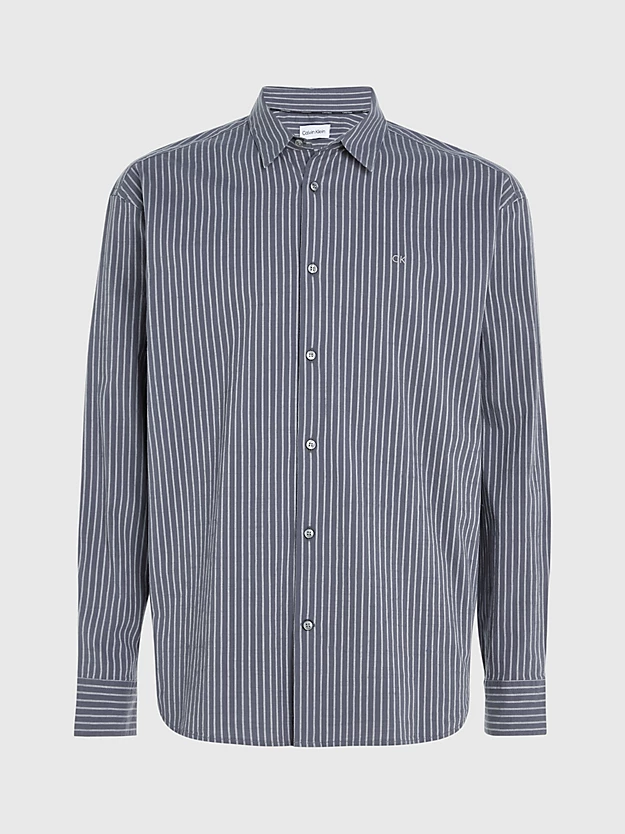 Camisa de algodão texturizado listrada com modelagem relaxada