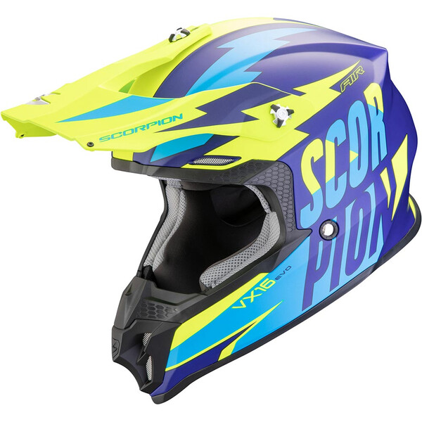 Scorpion - Casque VX-16 Evo Air Slanter Bleu Mat / Jaune fluo