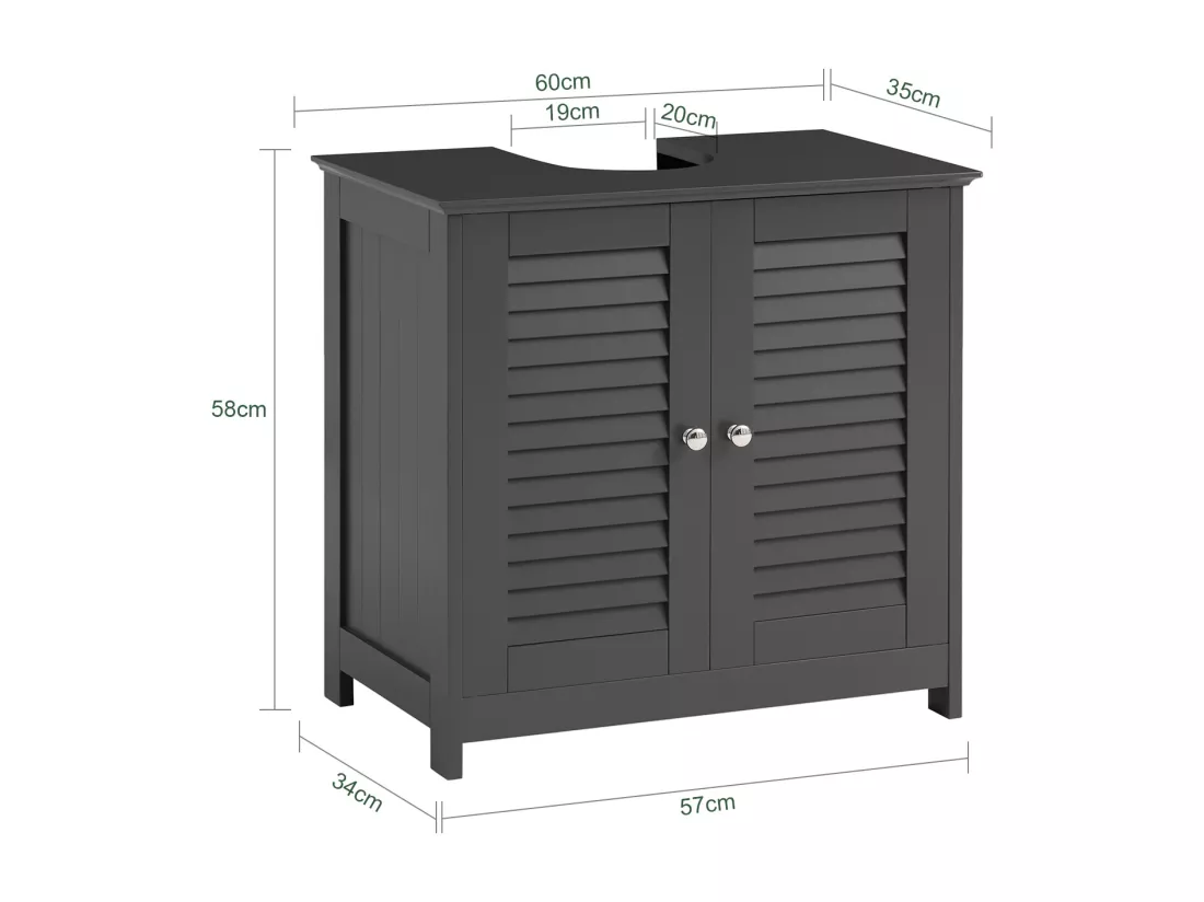 Meuble sous-Lavabo Meuble de Salle de Bain - 2 Portes et 2 étages à l’intérieur -Gris, FRG237-II-DG