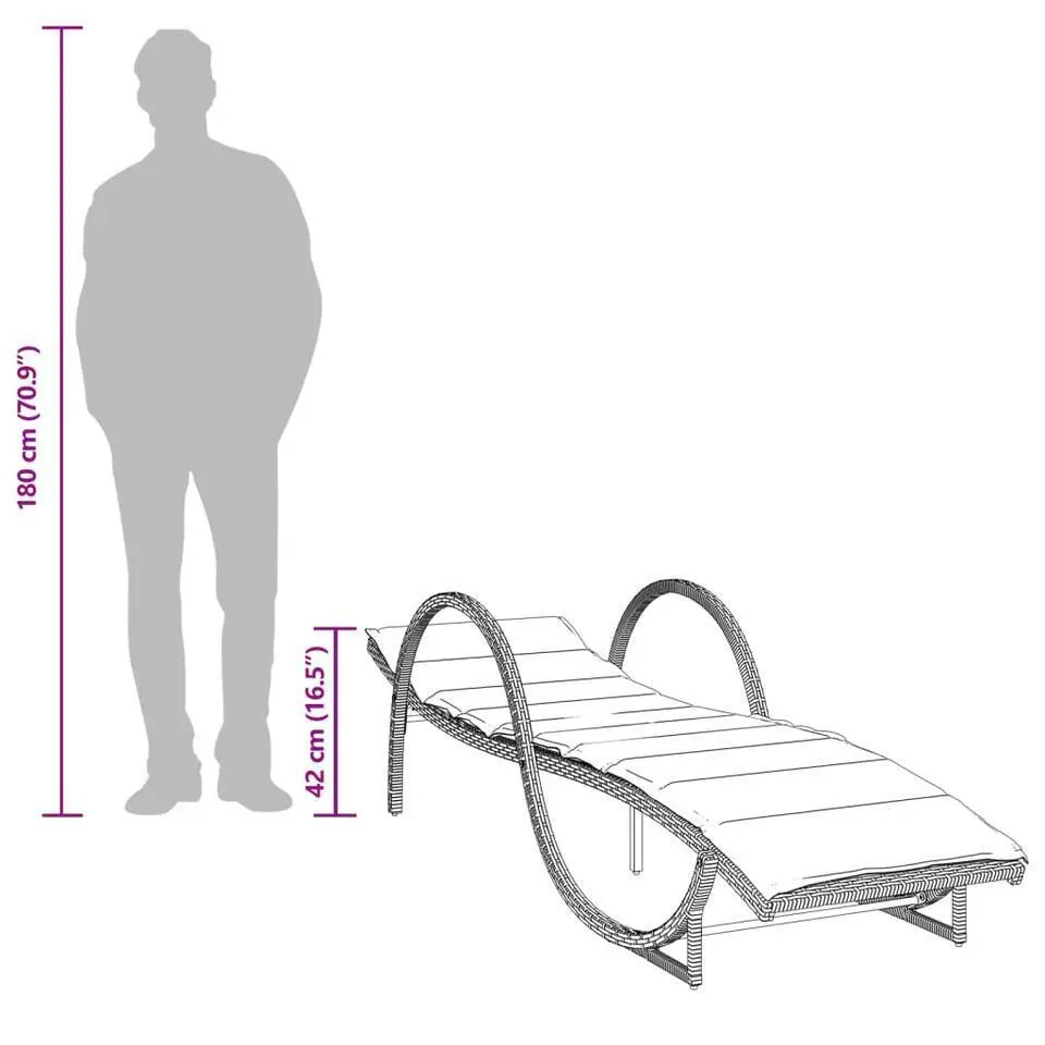 vidaXL - Ligbed - Zwart - Poly rattan
