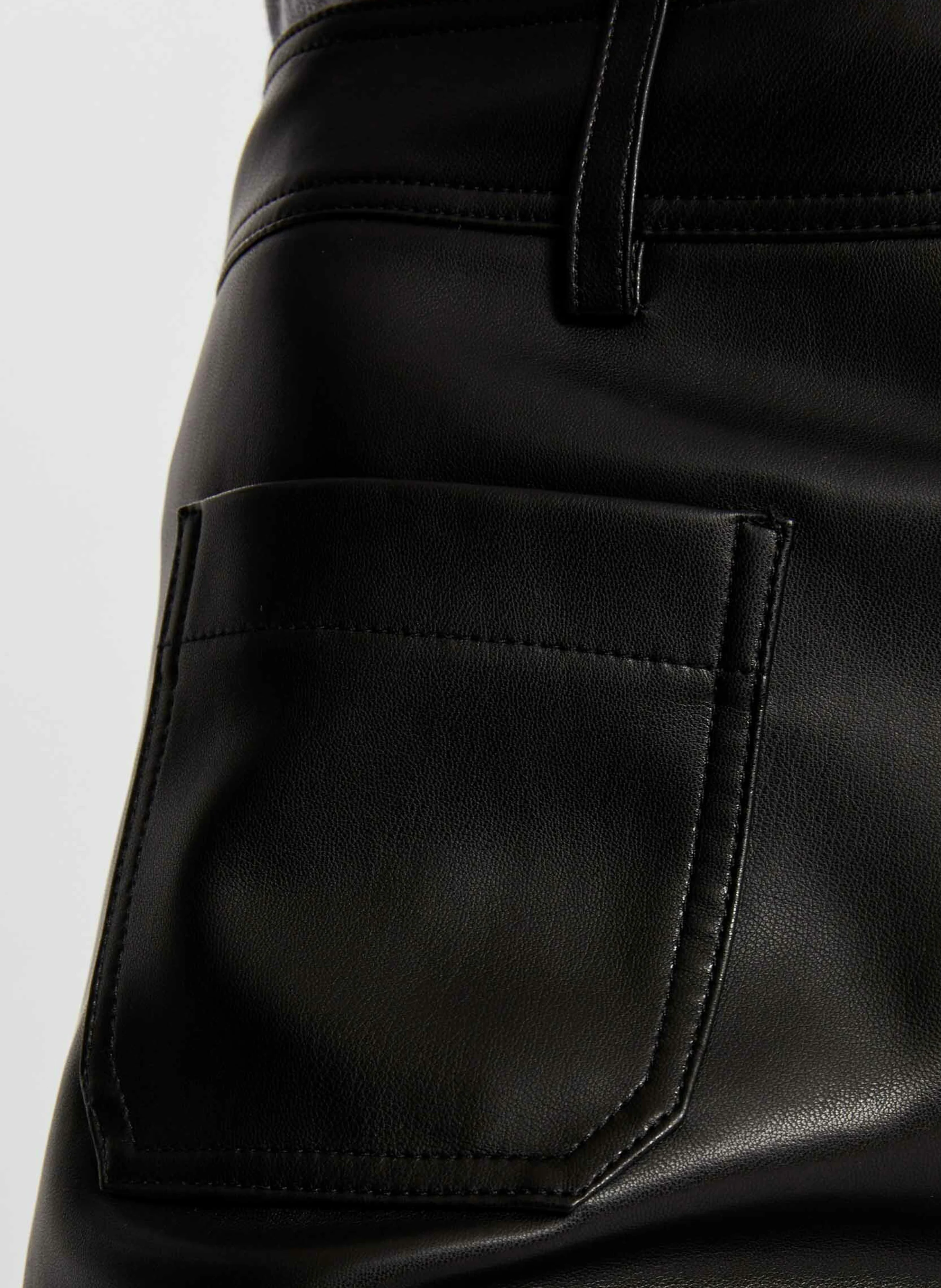PCHOU - Pantalon large effet cuir | Noir