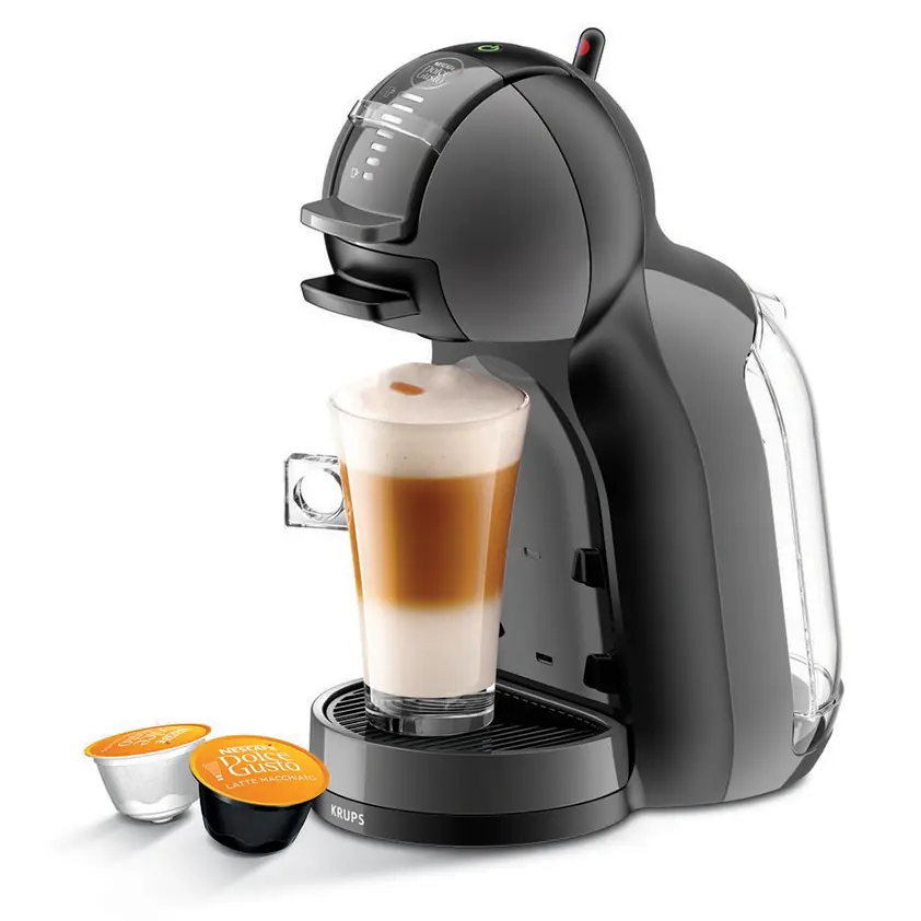 Set: Mini Me Kapselkaffeemaschine schwarz & anthrazit und Thermobecher