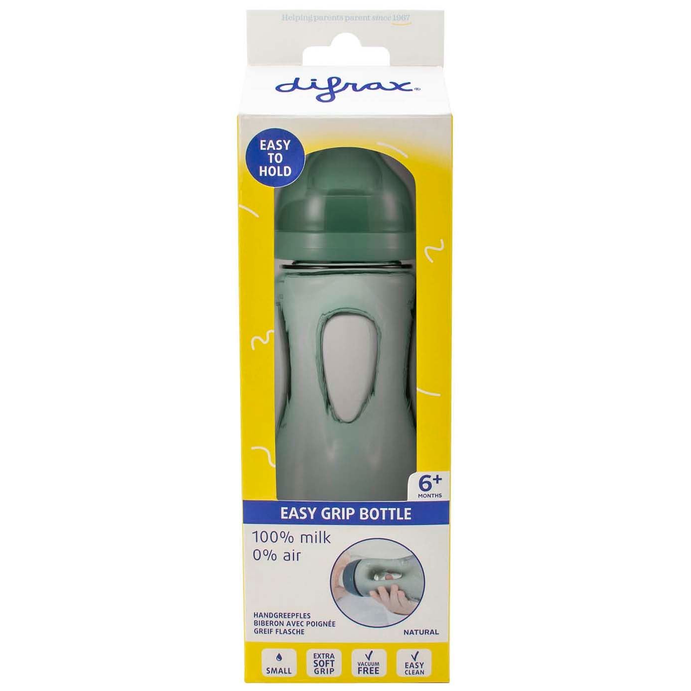 Difrax handgreep fles 240 ml Stone stonegrey groen