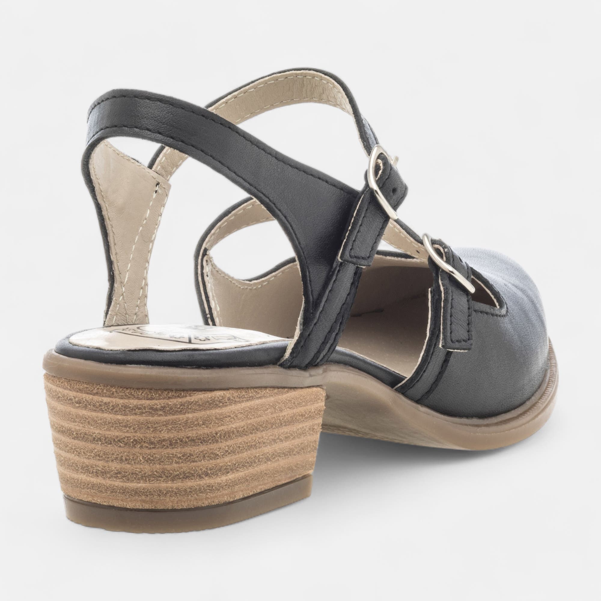 Escarpins avec bride arrière Femme en cuir noir
