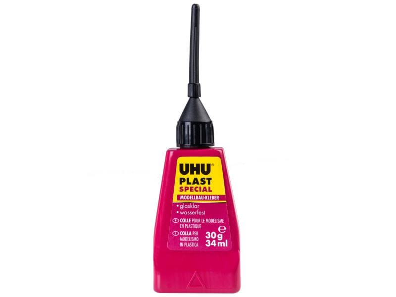 UHU Modellbauklebstoff Plast Special 1 Stück, Transparent Zum Kleben von Polystyrol und anderen Kunststoffen