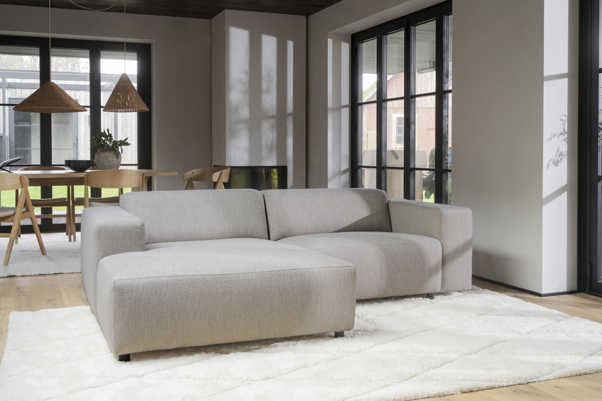 Gestoffeerde 3-zits hoekbank Willard - 234 cm Lichtbeige - rechts