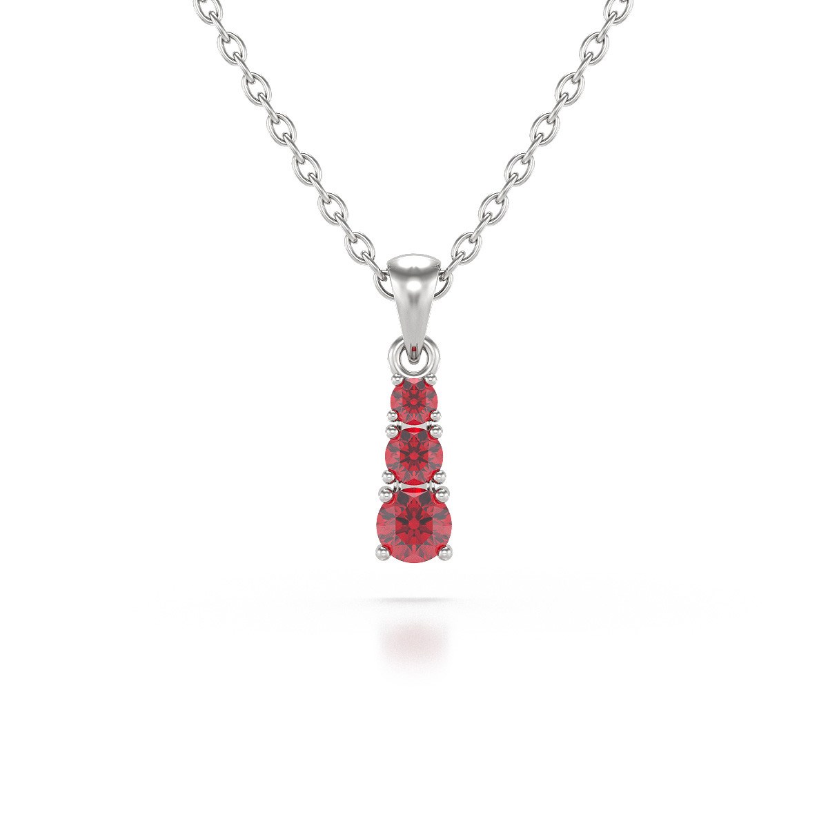 Collier Pendentif ADEN Or 585 Blanc Rubis Chaine Or 585 incluse 0.45grs