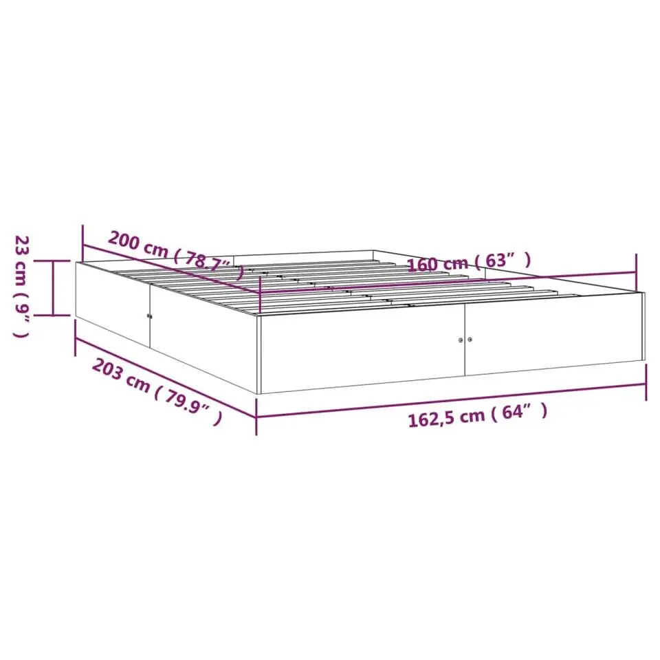 vidaXL - Bed frame pallet met lattenbodem - Naturel- Massief hout - 160x200 cm