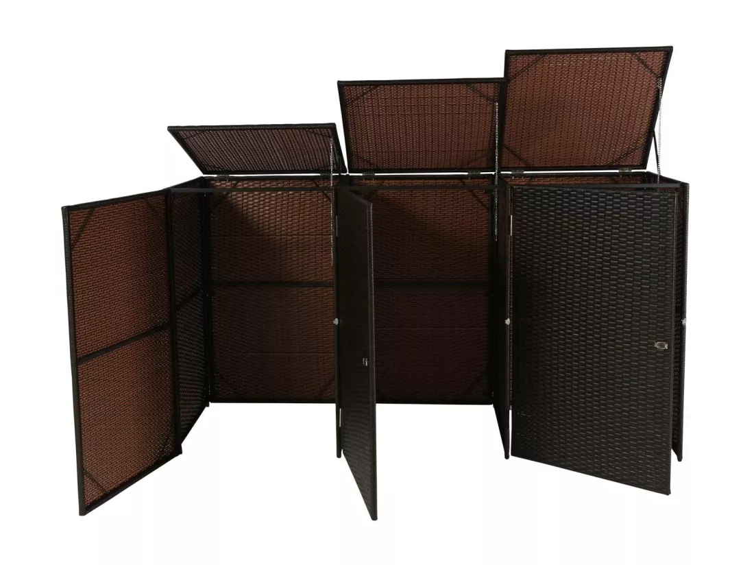 Habillage pour 3 poubelles MCW-E25 3x120l, brun