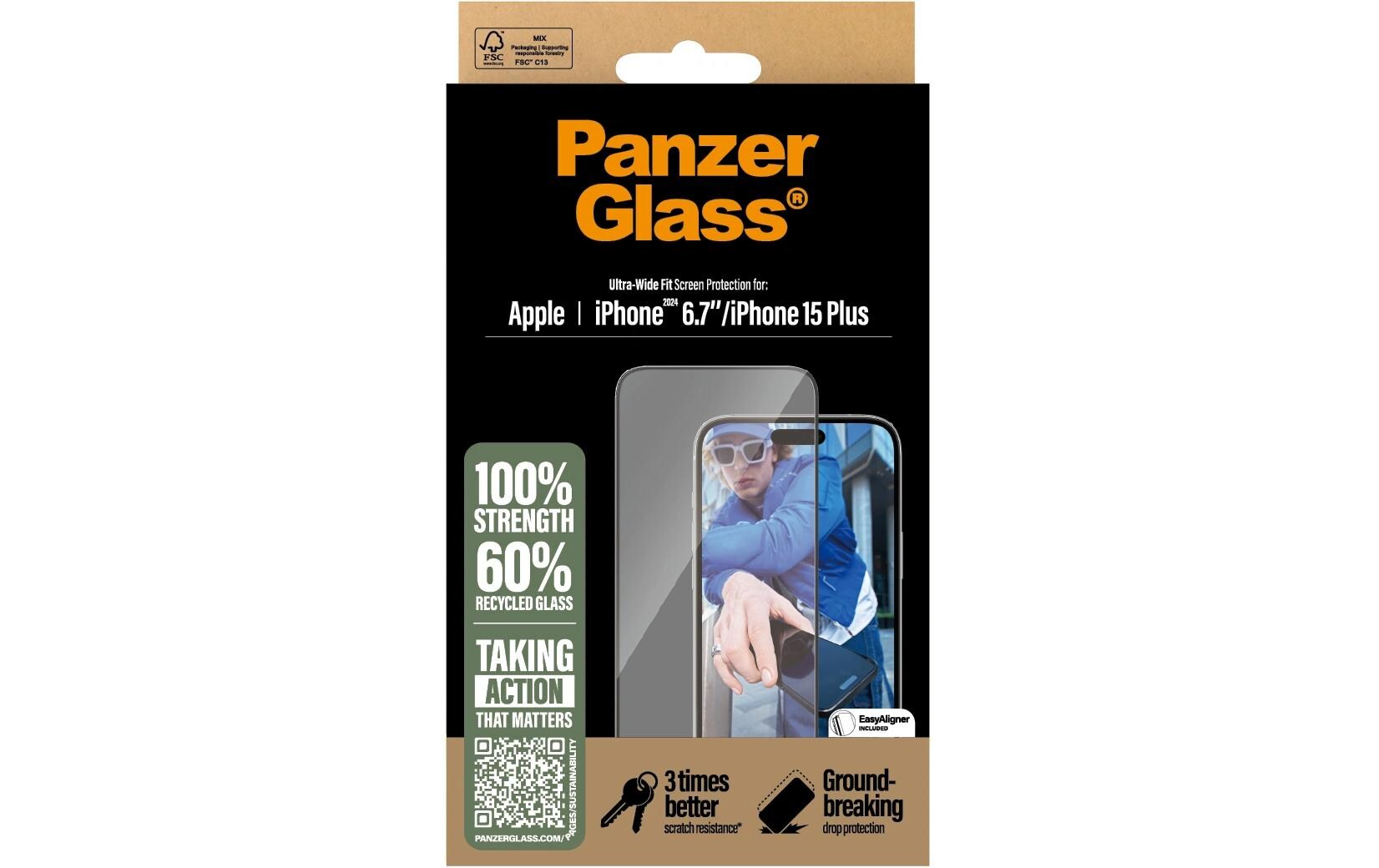 Displayschutz Ultra Wide Fit iPhone 15 Plus/16 PlusDisplay-Schutzfolie für das Apple iPhone 15 Plus/iPhone 16 Plus