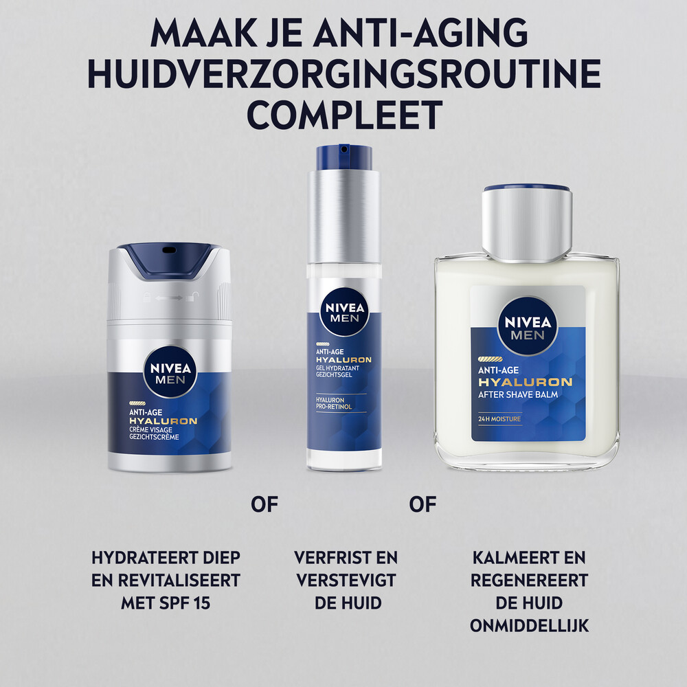 3x Nivea Men Hyaluron Hydraterende Anti-Age gezichtsgel 50 ml