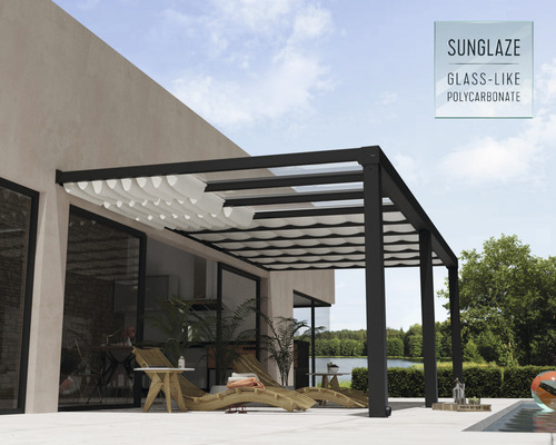 Palram-Canopia kabelspanzonnescherm - schaduwset voor terrasoverkapping Stockholm 660x340 cm (9 stuks 64,5x340 cm) wit